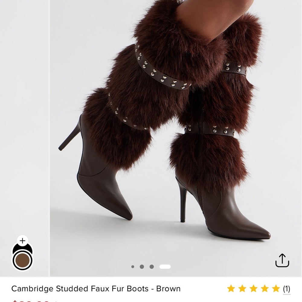 Fashion Nova Brown Faux Fur Heeled Boots